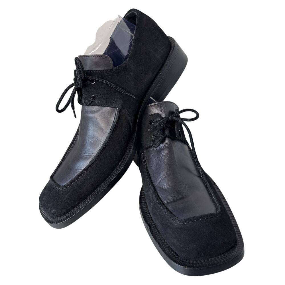 Vintage 90s Début Leather Suede Square Toe Derby Shoes 41